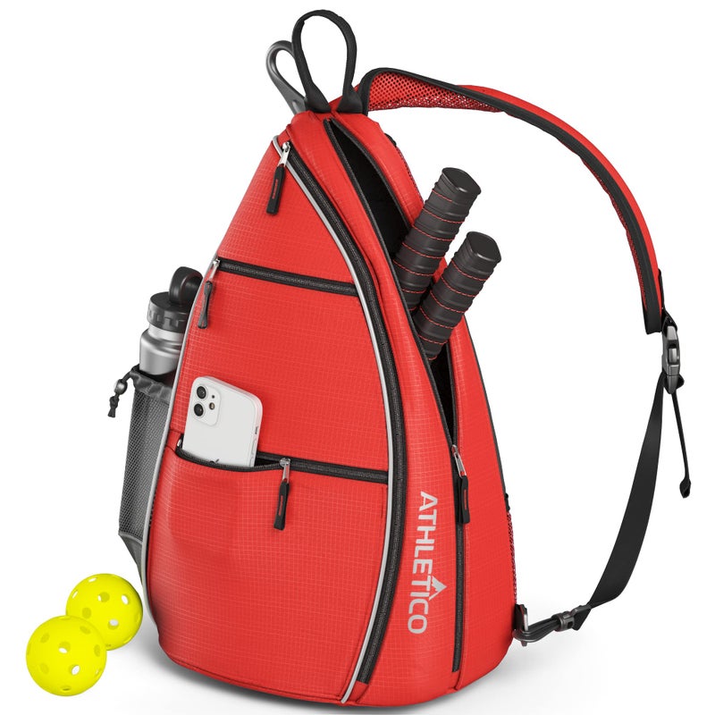 Athletico Sling Bag - Crossbody Backpack for Pickleball, Tennis, Racketball, and Travel for Men and Women (Red) - Image 1